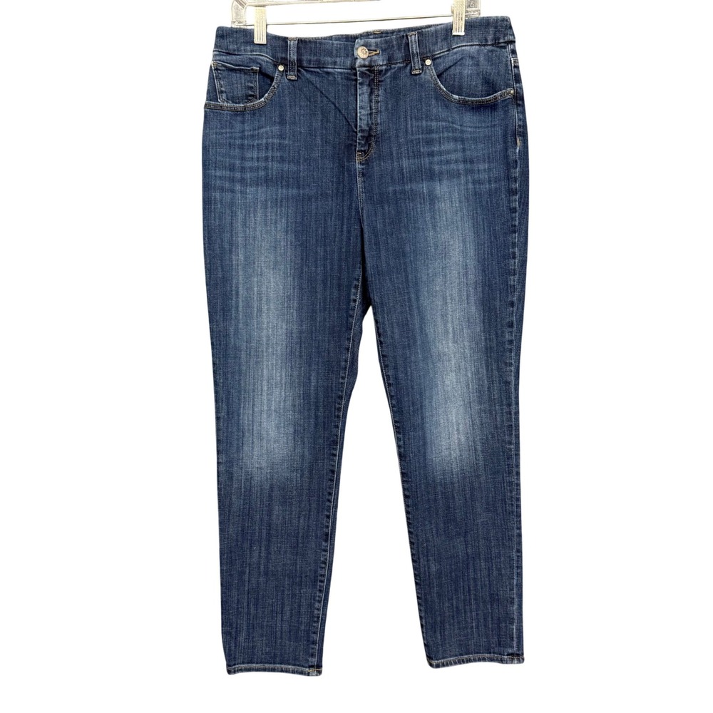 Chicos Jeans 2 Womens‎ 12 Blue Dark Wash So Slimming Girlfriend Ankle Denim